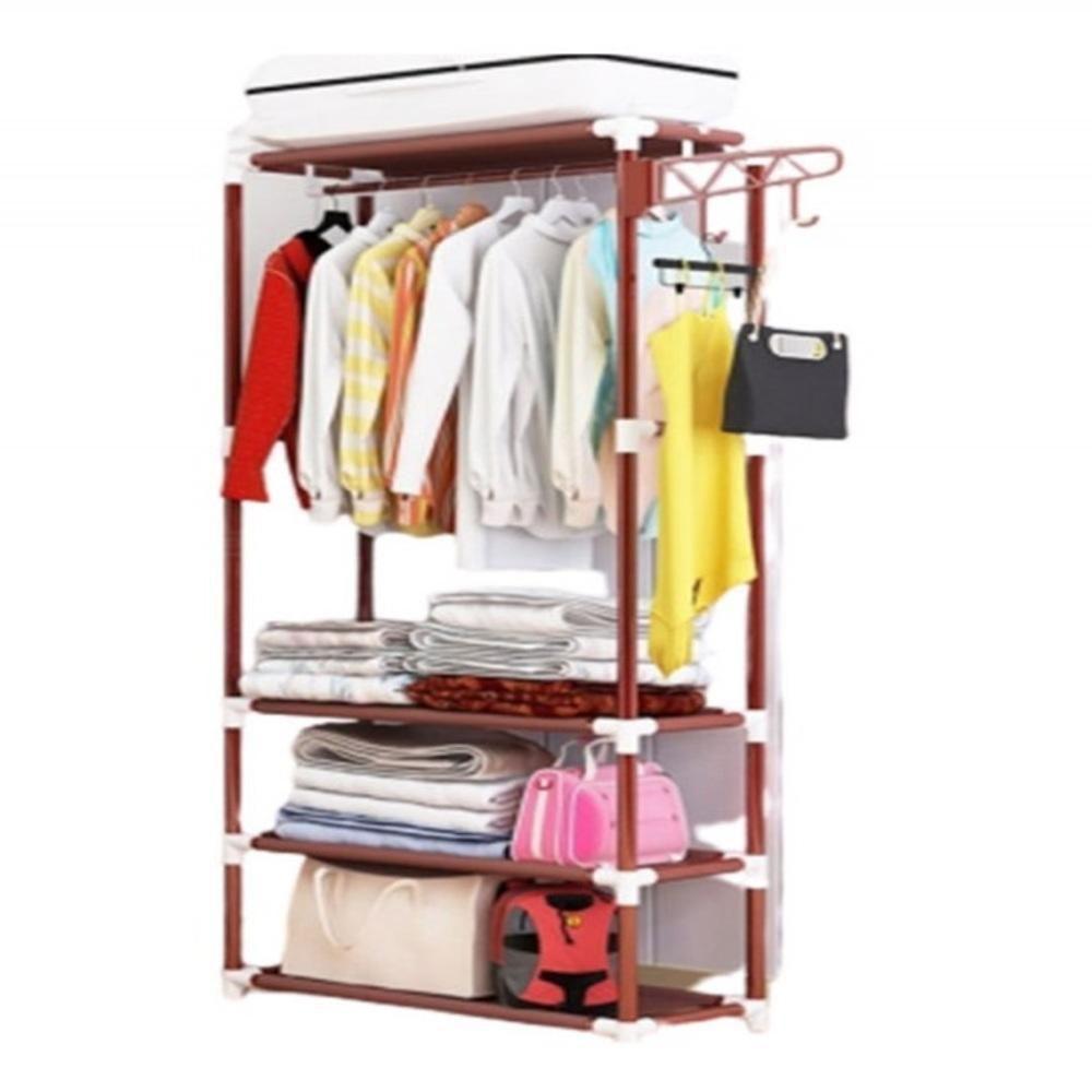 Guarda Roupa Portatil Arara Roupas Cabideiro 3 Prateleiras Organizador Armario Brinquedos Praia - 1