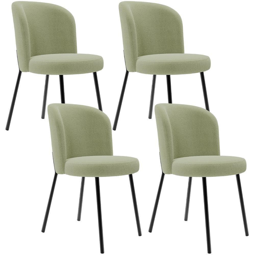 Kit 4 Cadeiras Sala De Jantar Estofada Gavi L02 Bouclê Oliva Lyam Decor - 1