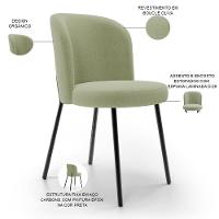 Kit 4 Cadeiras Sala De Jantar Estofada Gavi L02 Bouclê Oliva Lyam Decor