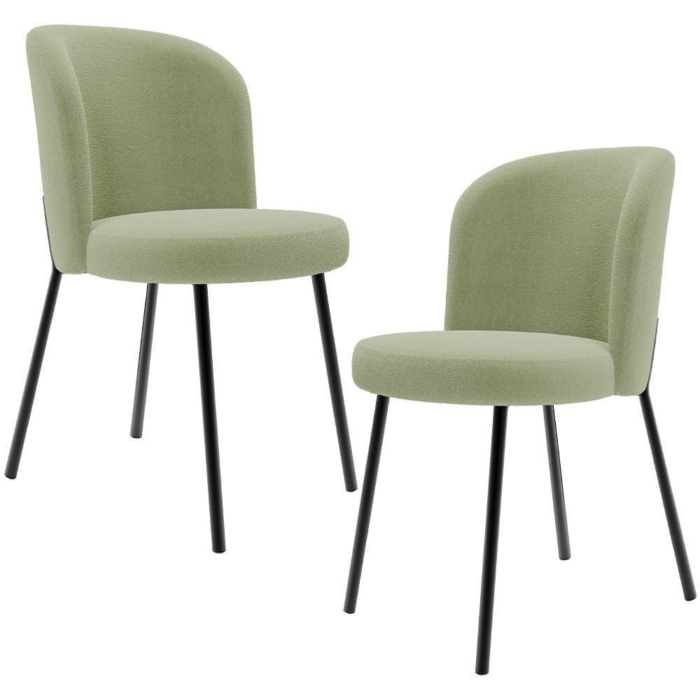 Kit 2 Cadeiras Sala De Jantar Estofada Gavi L02 Bouclê Oliva Lyam Decor - 1