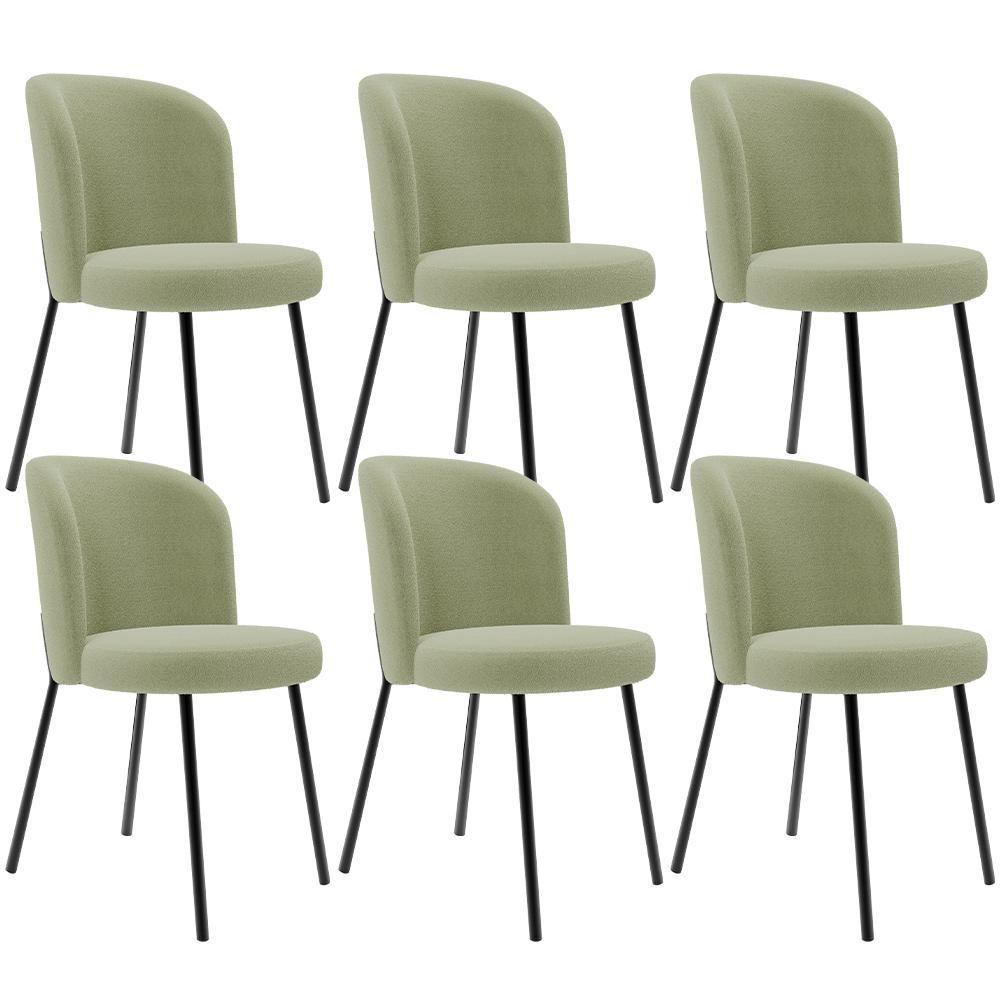 Kit 6 Cadeiras Sala De Jantar Estofada Gavi L02 Bouclê Oliva Lyam Decor - 1