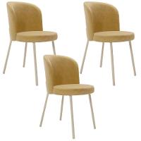 Kit 3 Cadeiras Sala De Jantar Estofada Gavi Arena L02 Couríssimo Fendi Lyam Decor - 1