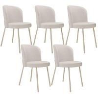 Kit 5 Cadeiras Sala De Jantar Estofada Gavi Arena L02 Linho Cru Lyam Decor - 1