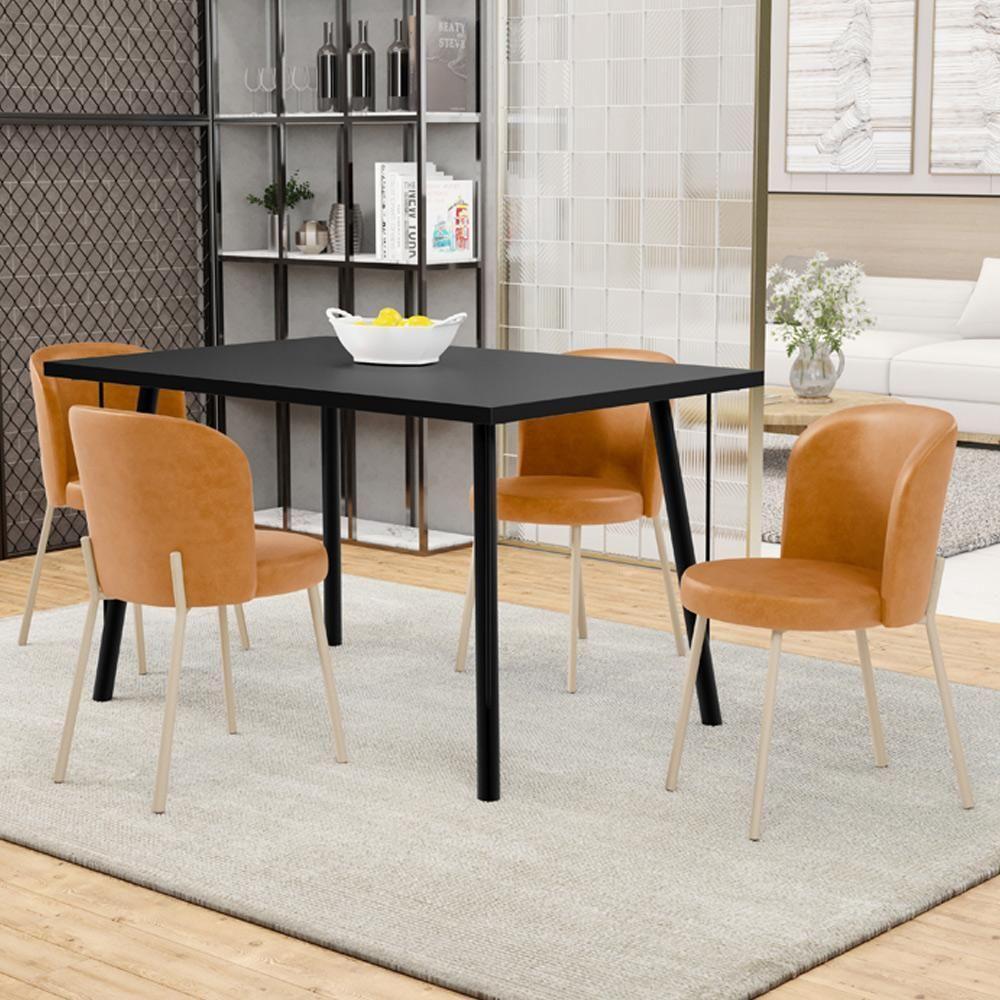 Kit 2 Cadeiras Sala De Jantar Estofada Gavi Arena L02 Couríssimo Whisky Lyam Decor - 2