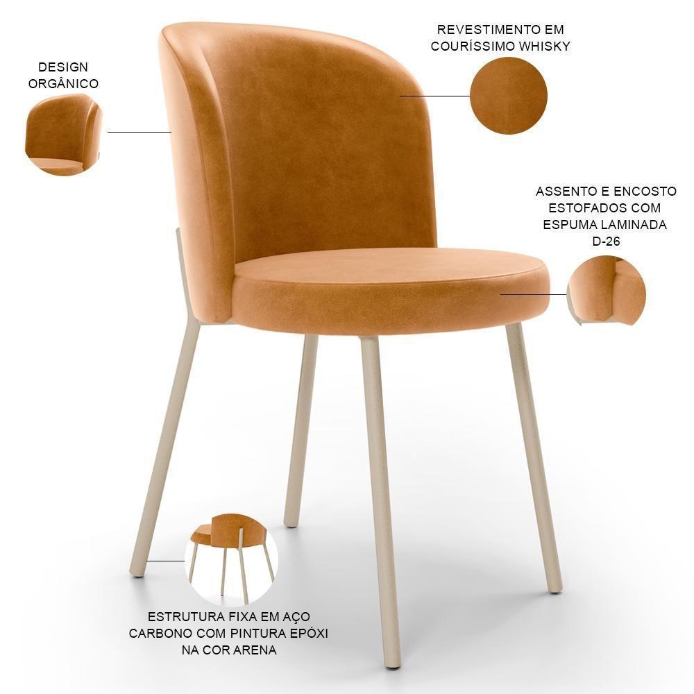 Kit 2 Cadeiras Sala De Jantar Estofada Gavi Arena L02 Couríssimo Whisky Lyam Decor - 4