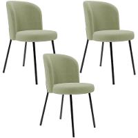 Kit 3 Cadeiras Sala De Jantar Estofada Gavi L02 Bouclê Oliva Lyam Decor - 1