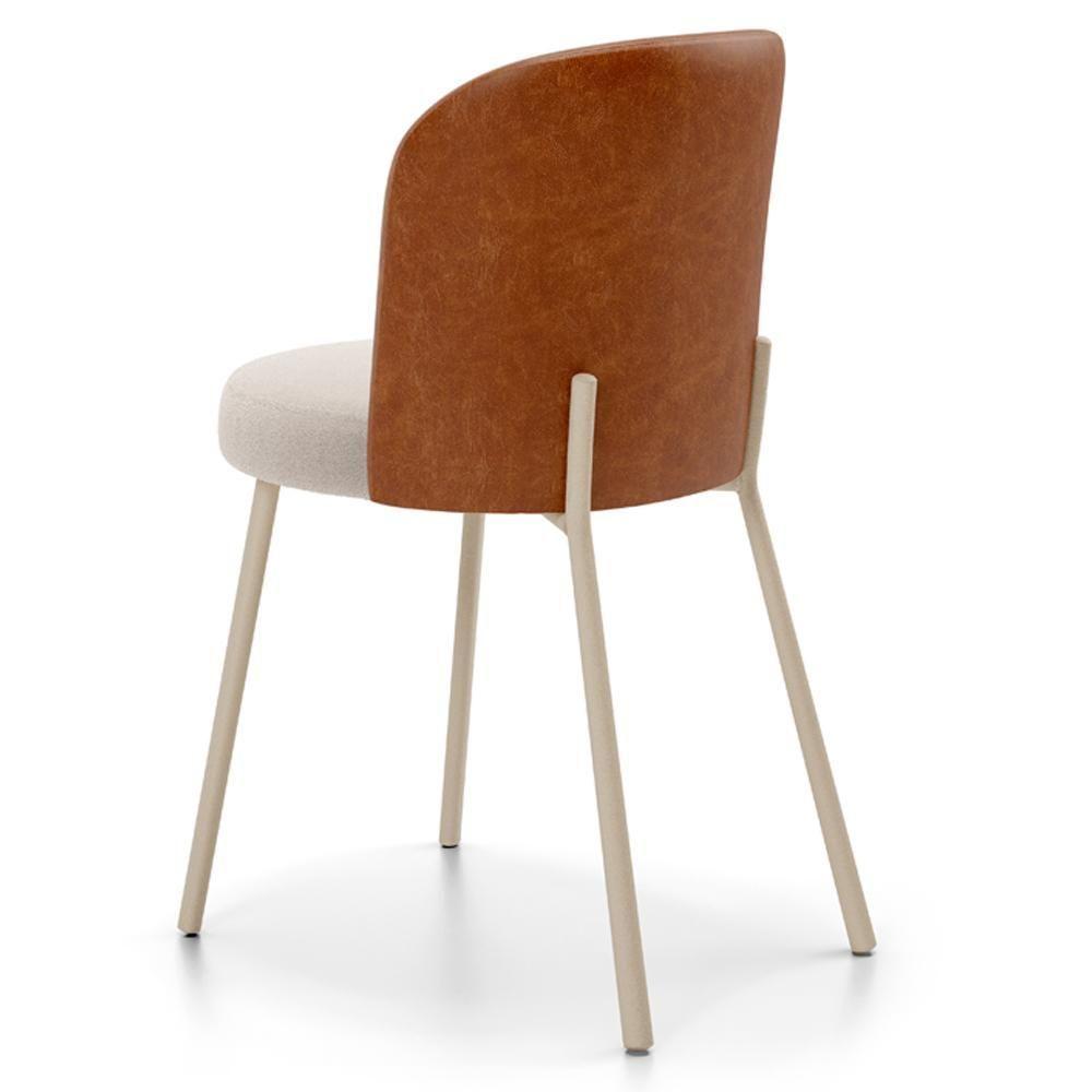 Kit 2 Cadeiras Sala De Jantar Estofada Gavi Arena L02 Couríssimo Camel Bouclê Creme Lyam Decor - 9