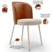 Kit 2 Cadeiras Sala De Jantar Estofada Gavi Arena L02 Couríssimo Camel Bouclê Creme Lyam Decor