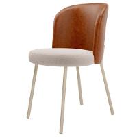 Kit 2 Cadeiras Sala De Jantar Estofada Gavi Arena L02 Couríssimo Camel Bouclê Creme Lyam Decor - 6