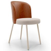 Kit 2 Cadeiras Sala De Jantar Estofada Gavi Arena L02 Couríssimo Camel Bouclê Creme Lyam Decor - 8