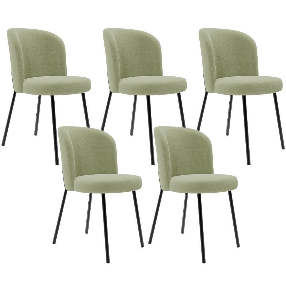 Kit 5 Cadeiras Sala De Jantar Estofada Gavi L02 Bouclê Oliva Lyam Decor - 1