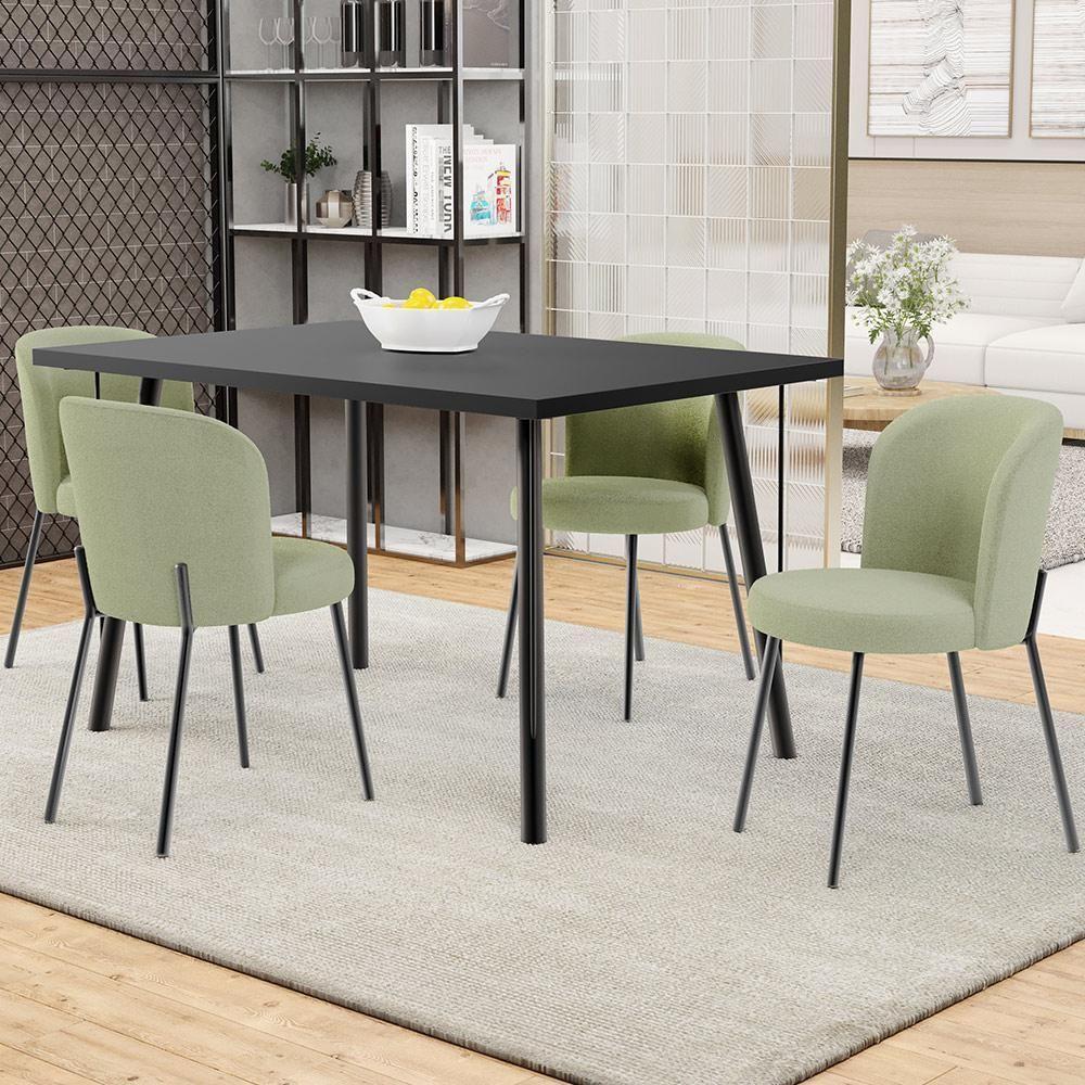 Kit 5 Cadeiras Sala De Jantar Estofada Gavi L02 Bouclê Oliva Lyam Decor - 2