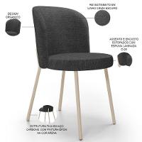 Kit 6 Cadeiras Sala De Jantar Estofada Gavi Arena L02 Linho Cinza Escuro Lyam Decor