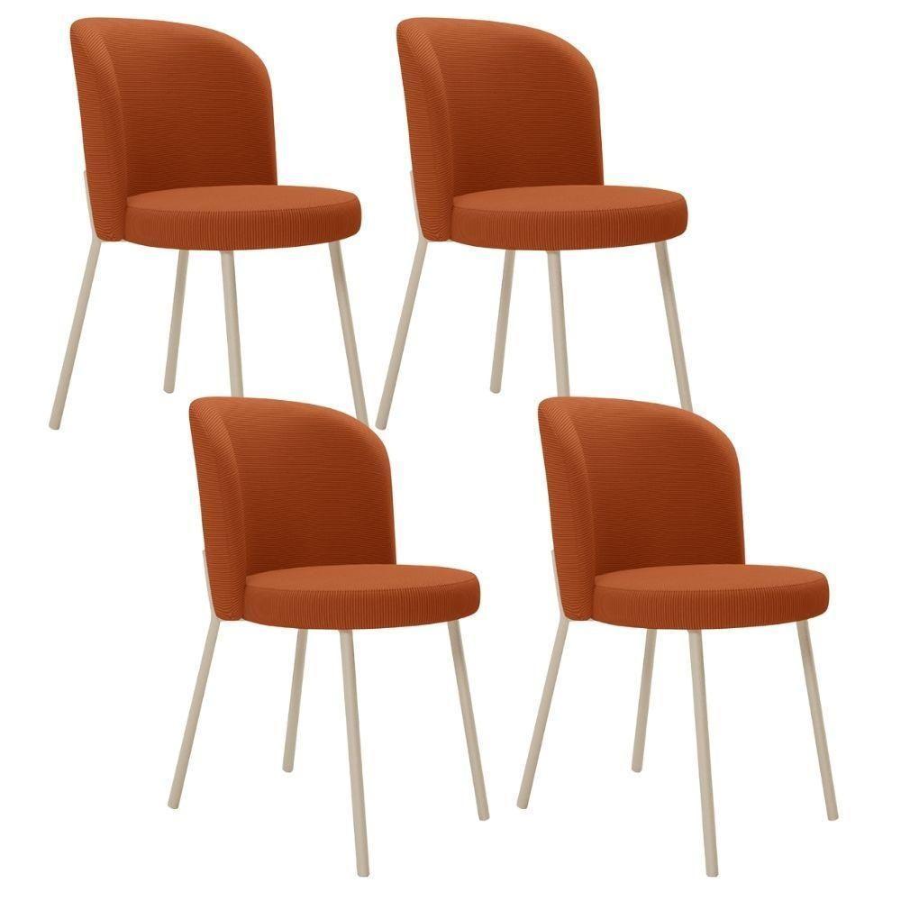 Kit 4 Cadeiras Sala De Jantar Estofada Gavi Arena L02 Tecido Terracota Lyam Decor - 1