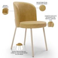 Kit 5 Cadeiras Sala De Jantar Estofada Gavi Arena L02 Couríssimo Fendi Lyam Decor