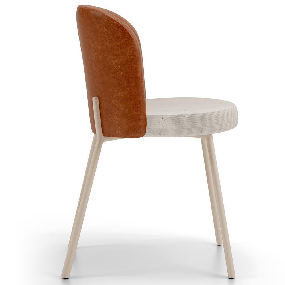 Kit 4 Cadeiras Sala De Jantar Estofada Gavi Arena L02 Couríssimo Camel Linho Cru Lyam Decor - 9