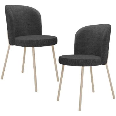 Kit 2 Cadeiras Sala De Jantar Estofada Gavi Arena L02 Linho Cinza Escuro Lyam Decor