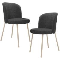 Kit 2 Cadeiras Sala De Jantar Estofada Gavi Arena L02 Linho Cinza Escuro Lyam Decor - 1