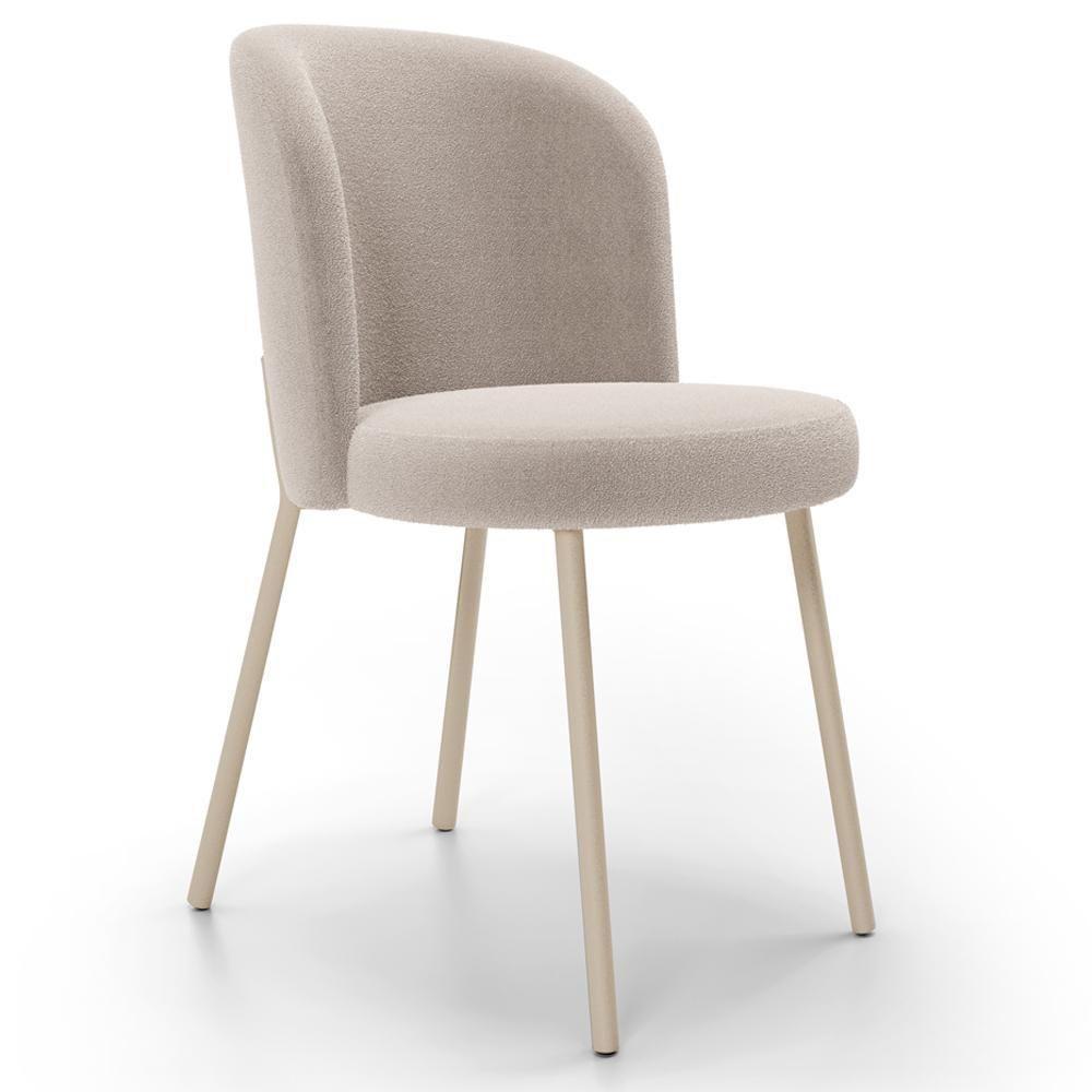 Kit 2 Cadeiras Sala De Jantar Estofada Gavi Arena L02 Bouclê Creme Lyam Decor - 6