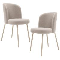 Kit 2 Cadeiras Sala De Jantar Estofada Gavi Arena L02 Bouclê Creme Lyam Decor - 1
