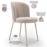 Kit 6 Cadeiras Sala De Jantar Estofada Gavi Arena L02 Bouclê Creme Lyam Decor