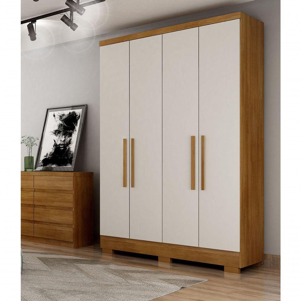 Guarda Roupa Solteiro Com Pés 4 Portas 2 Gavetas Veneza-cumaru-fendi Móveis Novo Horizonte - 2