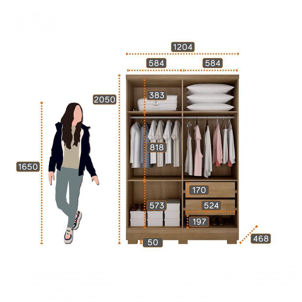 Guarda Roupa Solteiro Com Pés 4 Portas 2 Gavetas Veneza-cumaru-fendi Móveis Novo Horizonte - 5