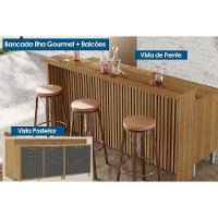 Balcão Ilha Cozinha Gourmet Imperatriz Com 2 Portas E 5 Gavetas 200cm Freijó Off White - 9