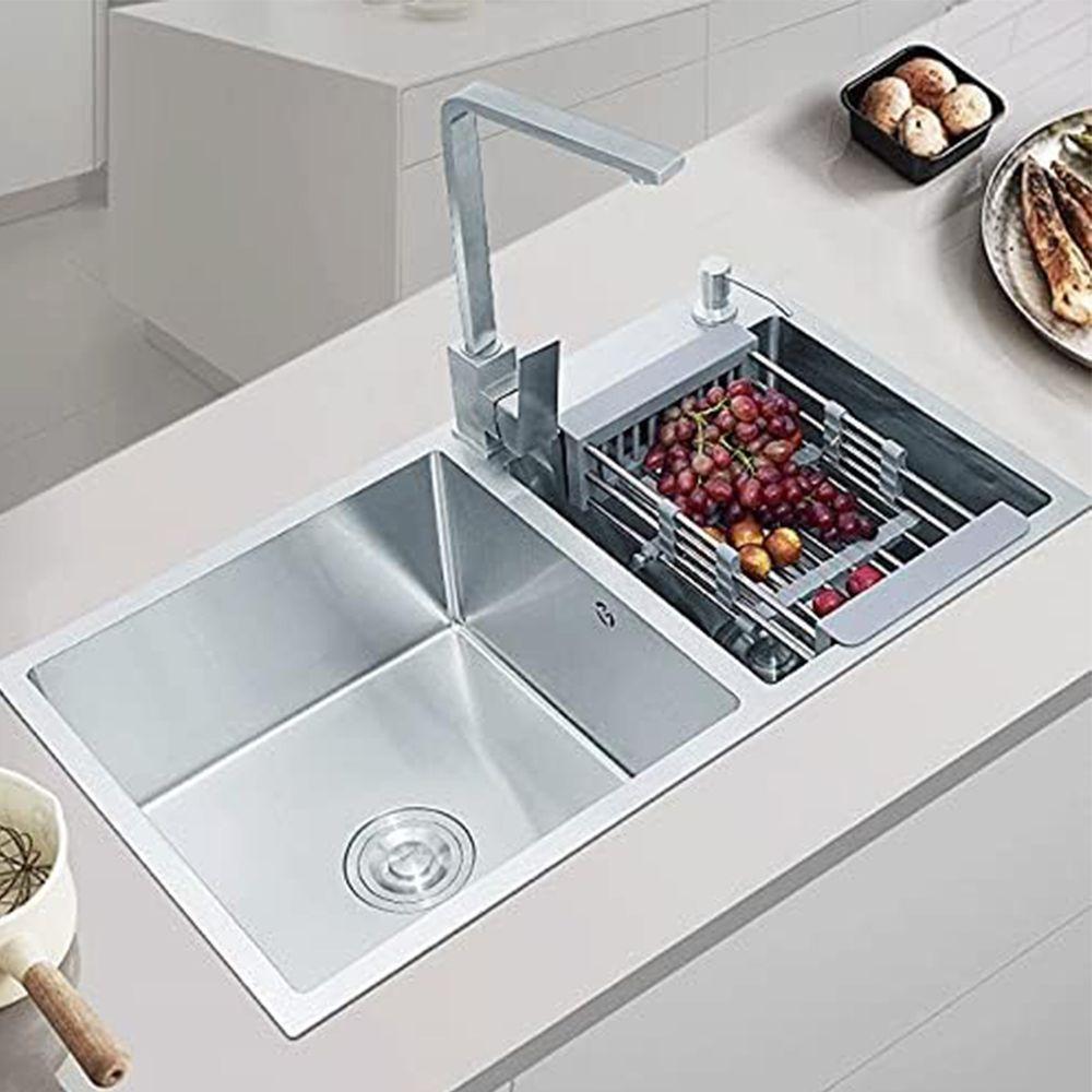 Cuba Cozinha Goumert Dupla Aço Inox Escovado Escorredor Lava Louça Luxo Lavabo Casa Balcao Copa Restaurante Area Externa - 9