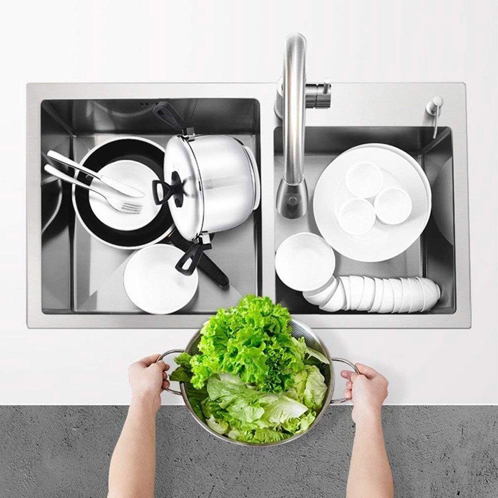 Cuba Cozinha Dupla Goumert Aço Inox Escorredor Luxo Lava Louça Alimentos Limpa Pia Balcao Bancada Area Externa - 5