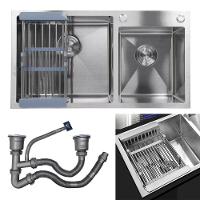 Cuba Cozinha Dupla Goumert Aço Inox Escorredor Luxo Lava Louça Alimentos Limpa Pia Balcao Bancada Area Externa - 1