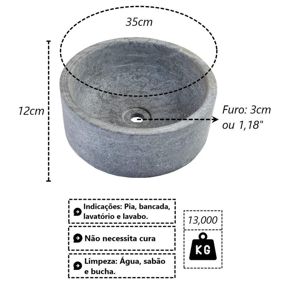 Cuba Bojo Pedra Sabão Sobrepor Pia Lavabo Lavatório 35x12cm - 3