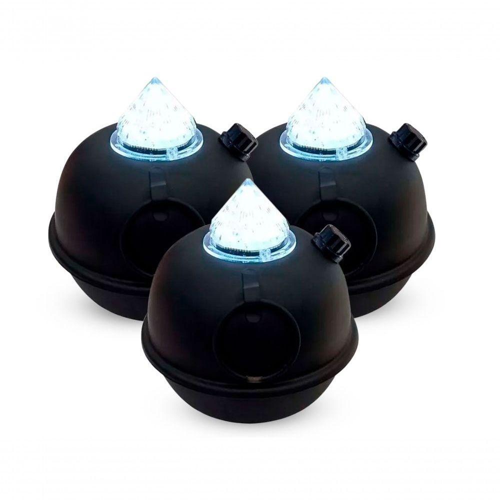 Kit 3 Luminárias De Mesa Decorativa Bujãozinho De Metal A Pilha Com Led Branco Dimerizável E Alça - 1