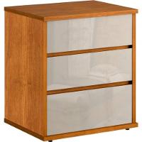 Mesa De Cabeceira 3 Gavetas Telescópicas Mdf Grécia-nature/off Bianchi Móveis - 1