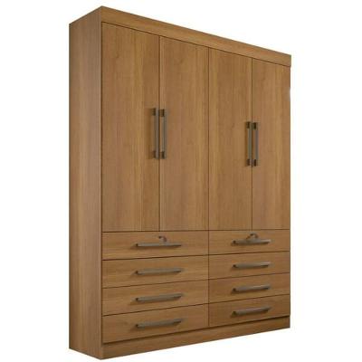 Guarda Roupa Solteiro 4 Portas 6 Gavetas Mônaco-cinamomo Móveis D'doro