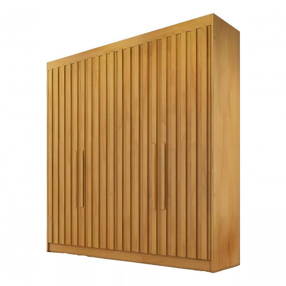 Guarda Roupa Solteiro Ripado 4 Portas 3 Gavetas Potente-peroba Móveis Europa - 2