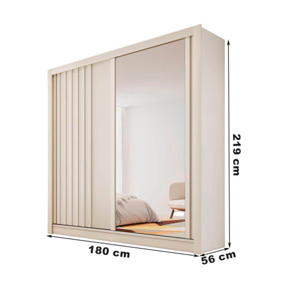 Guarda Roupa Solteiro Com Espelho 4 Gavetas Dubai-off White Made Marcs - 2