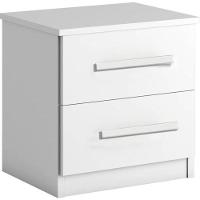 Mesa De Cabeceira Mdf 2 Gavetas Puxadores Madeira Zeus-branco Bianchi Móveis - 1