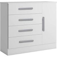 Cômoda Para Quarto 4 Gavetas Com Sapateira Zeus branco Bianchi Móveis - 1