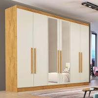 Guarda Roupa Casal Com Espelho 6 Portas 4 Gavetas Oslo-peroba-off White Made Marcs - 1
