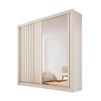 Guarda Roupa Ripado Com Espelho 2 Portas 4 Gavetas Lugano-off White Made Marcs - 1