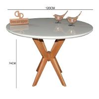 Mesa Jantar Pandora Tampo Redondo Laca Com Vidro 120cm Off White - 2