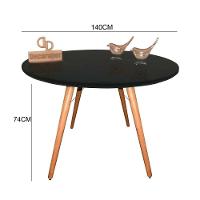 Mesa Jantar Pés Palitos Tampo Redondo Vidro Laqueado 140cm Preto - 4