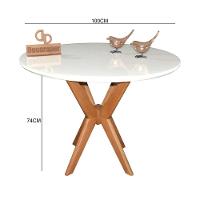 Mesa Jantar Pandora Tampo Redondo Laca Com Vidro 100cm Branco - 2