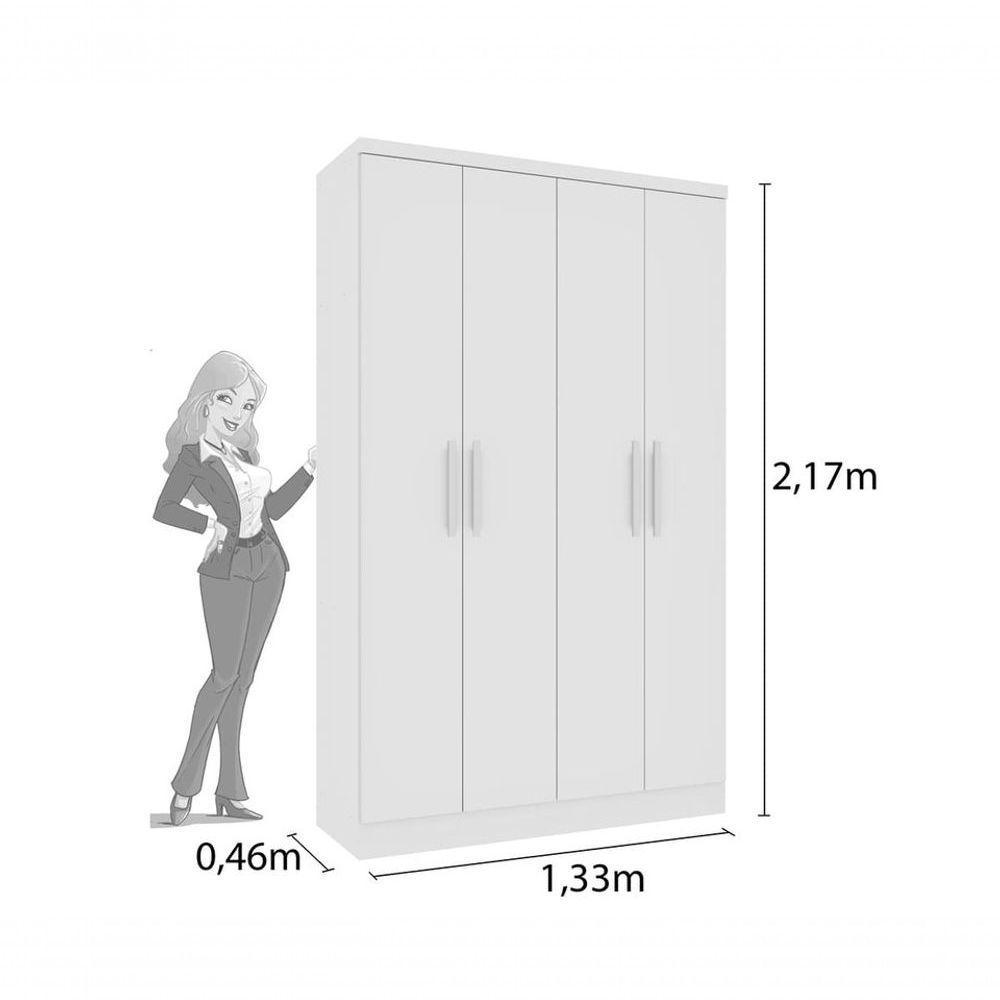 Guarda Roupa Solteiro 4 Portas 2 Gavetas Amsterdam-neve Tcil Móveis - 2