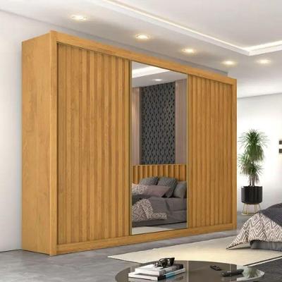 Guarda Roupa Casal Ripado Athenas 3 Portas de Correr 6 Gavetas 100% MDF