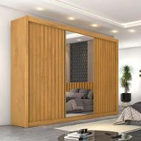 Guarda Roupa Casal Ripado 3 Portas Com Espelho Athenas Móveis Europa - 1