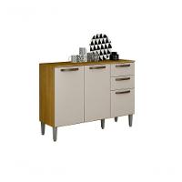 Balcão De Cozinha 3 Portas 2 Gavetas - Maísa-cinamomo/off White - Chf Móveis - 1