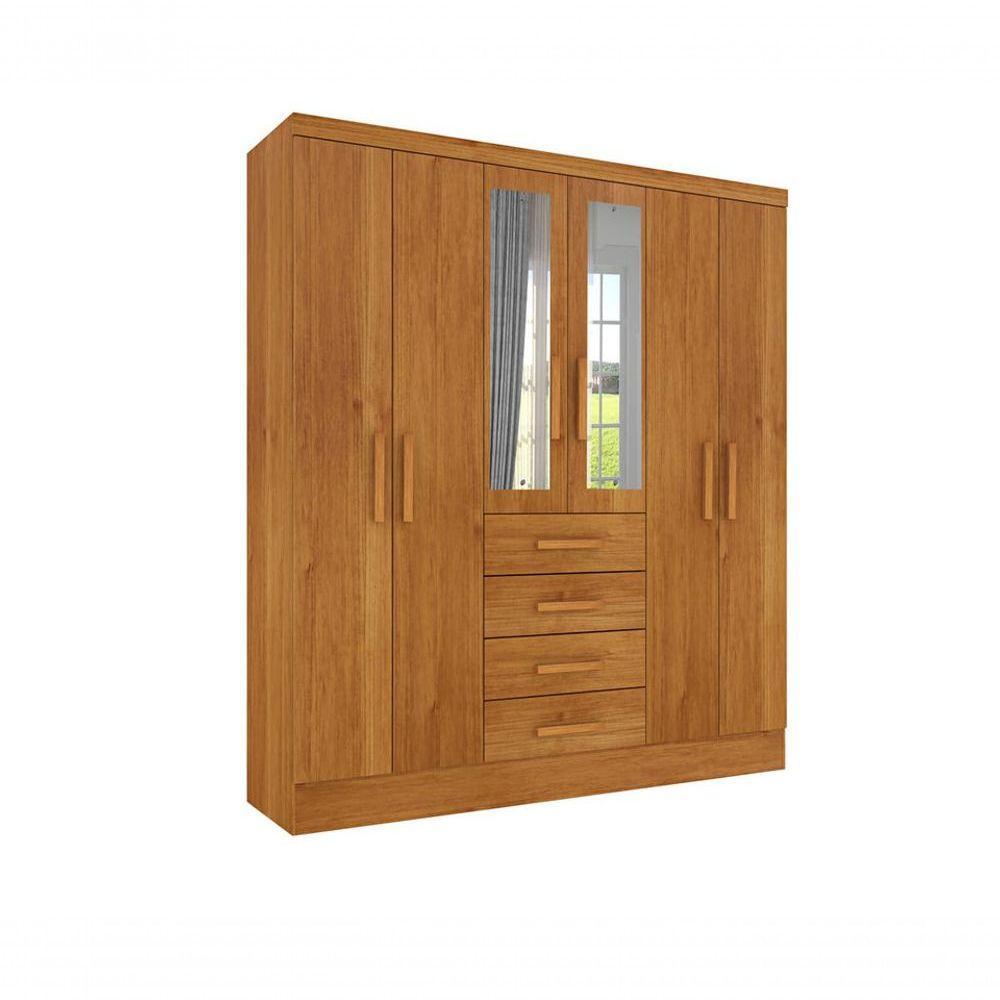 Guarda Roupa Casal Com Espelho 6 Portas 4 Gavetas Arizona-cinamomo Tcil Móveis - 2