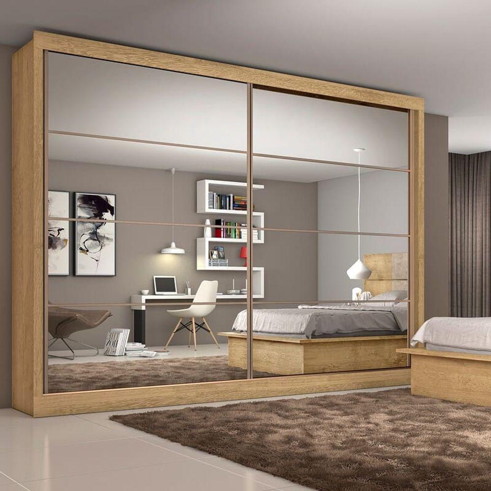 Guarda Roupa Casal Espelhado 2 Portas 6 Gavetas Sevilha-amêndoa Made Marcs - 1